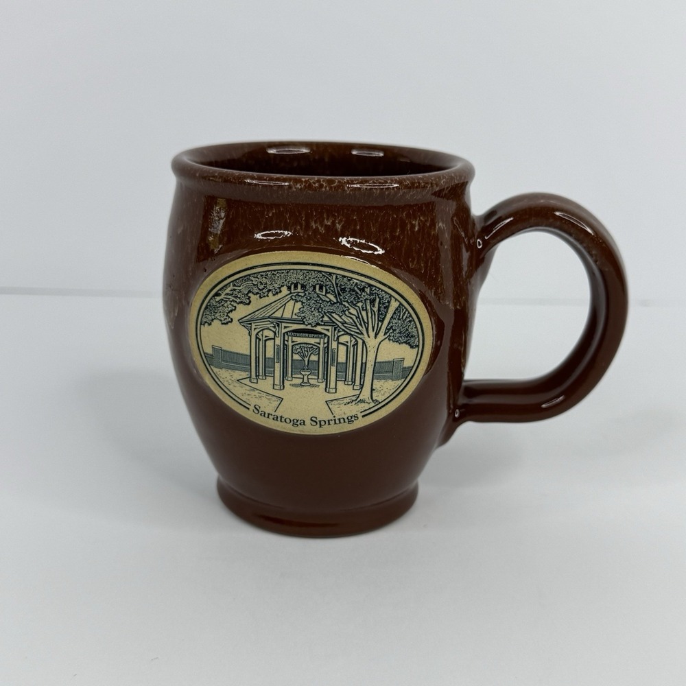 Deneen Pottery Saratoga Springs Brown Glazed Stoneware Mug 12 Oz Hand Thrown